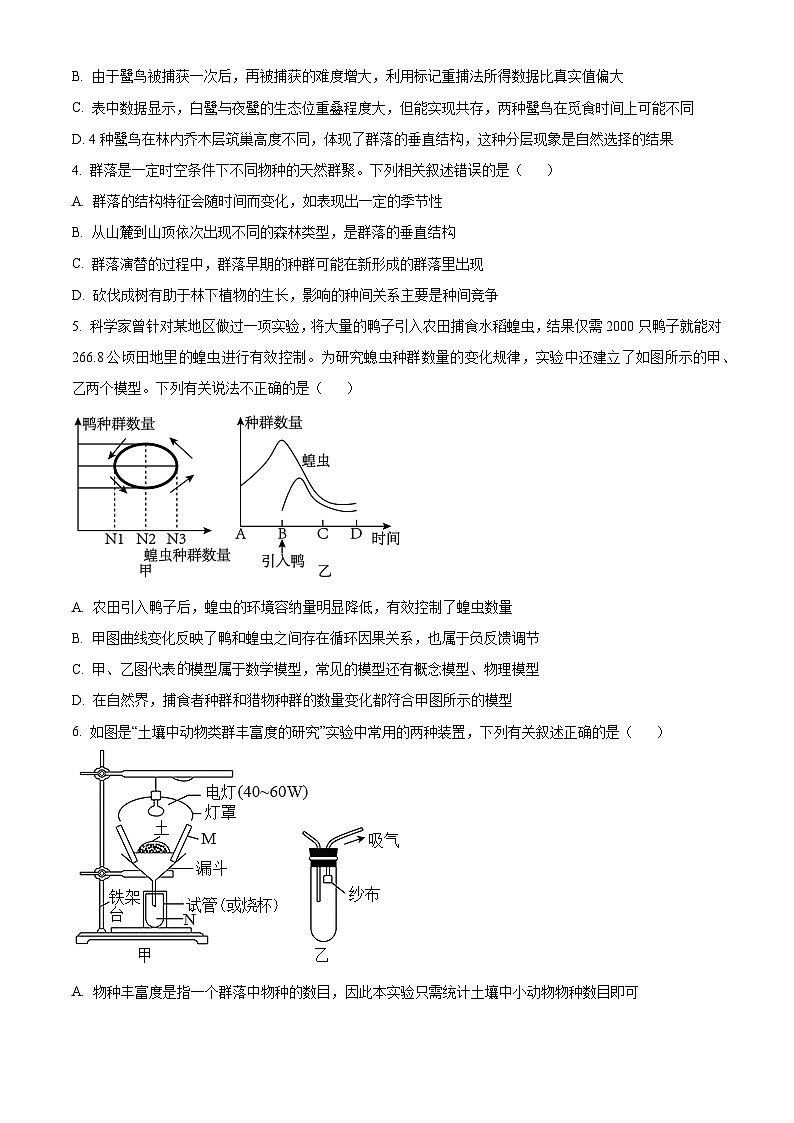 人教版高二下学期期中检测生物试题 无答案第2页