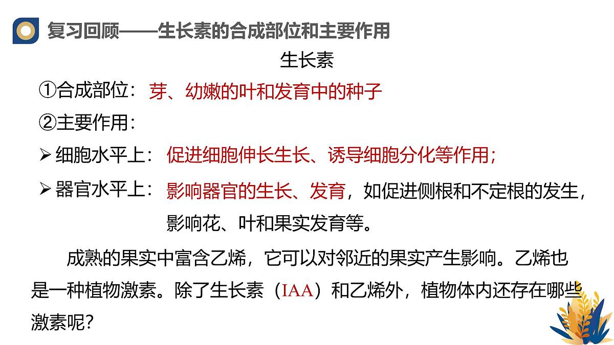 人教版高中生物选修1《5-2 其他植物激素》课件第3页