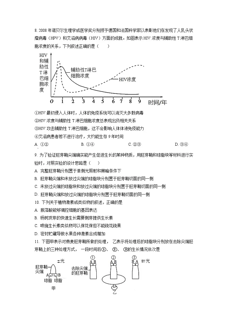 高二上学期期中考试 人教版生物 无答案第3页