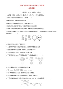 湖北省2024_2025学年高一生物上学期12月月考试题
