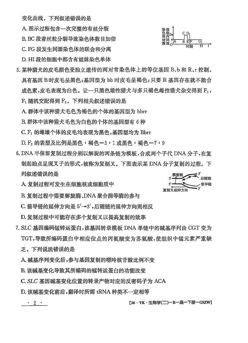 甘肃省白银市实验中学2024-2025学年高一下学期7月期末考试模拟生物试卷第2页
