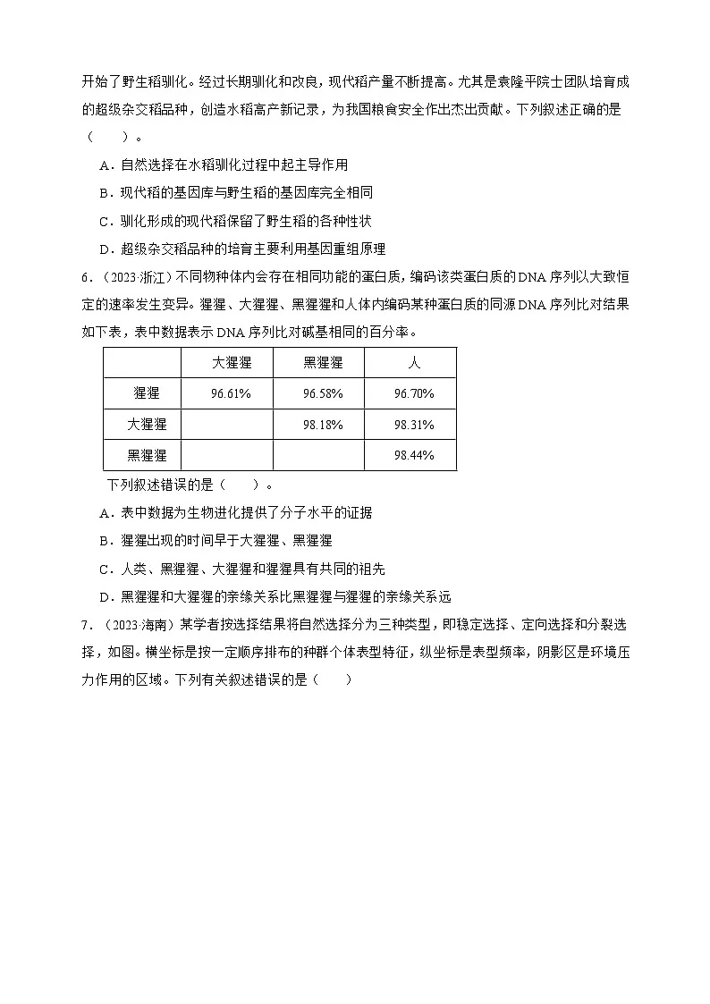 备战2026年高考生物真题分类汇编专题14进化(原卷版+解析版)第2页