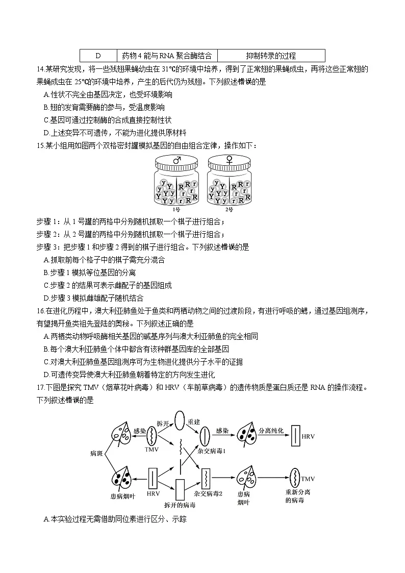 辽宁省大连市2024-2025学年高一下学期期末考试生物试卷(无答案)第3页