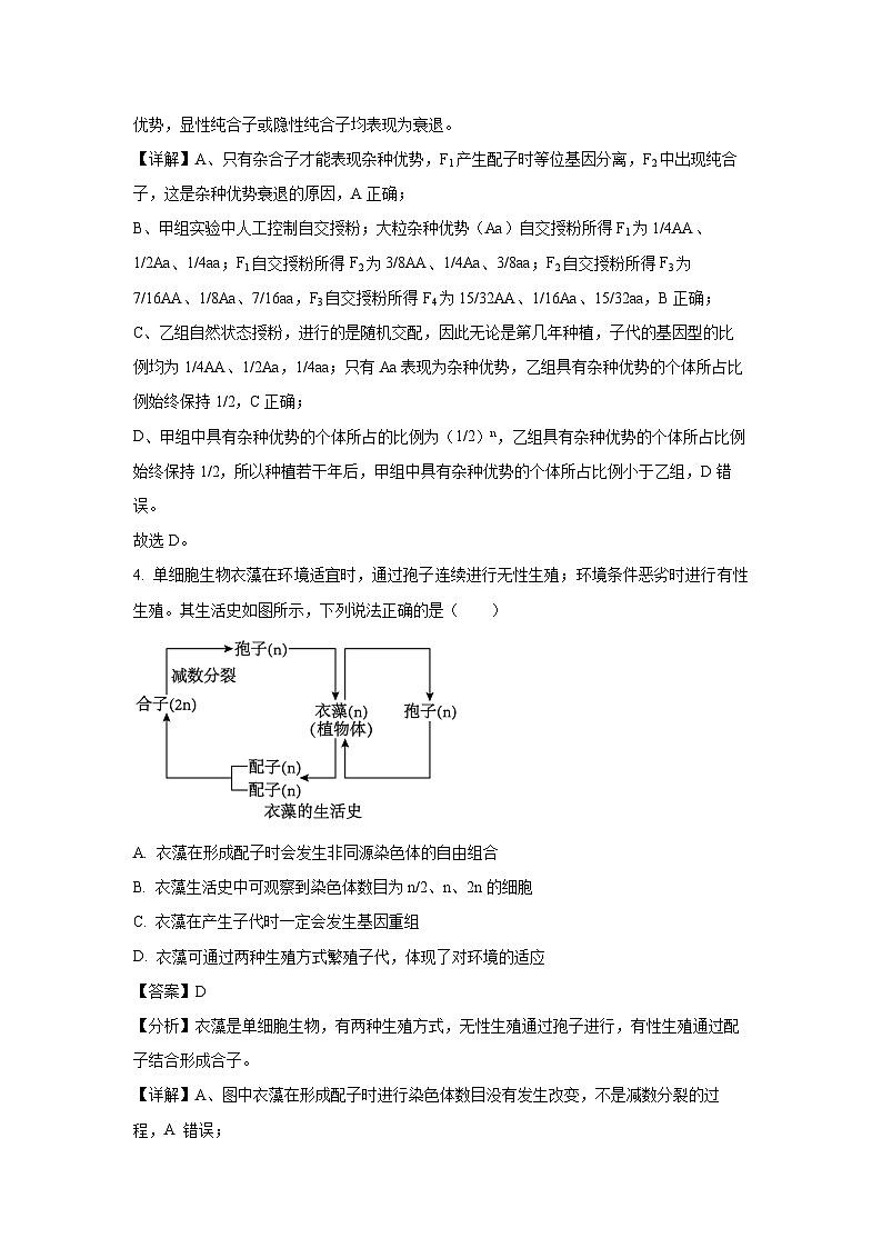 山东省潍坊市2023-2024学年高一下学期期末考试生物试卷(解析版)第3页