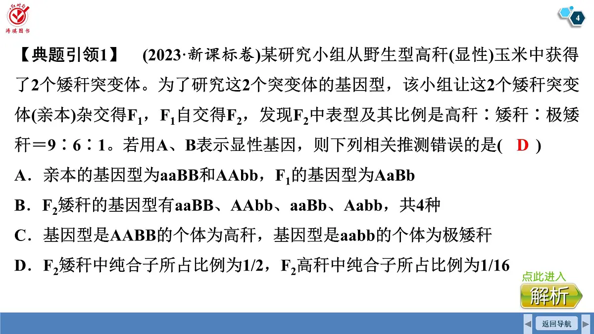 高考生物【一轮复习】课件 第五单元 微专题四 自由组合定律特殊分离比及应用第4页