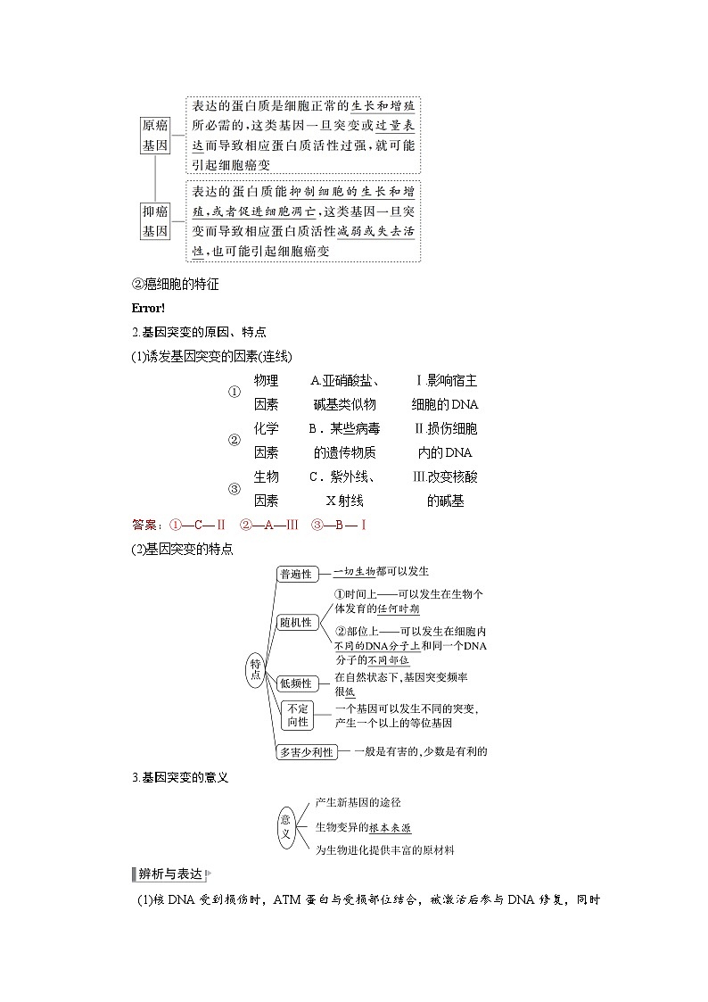 高三生物【一轮复习】讲义练习 第七单元 第三十课时 基因突变和基因重组第2页