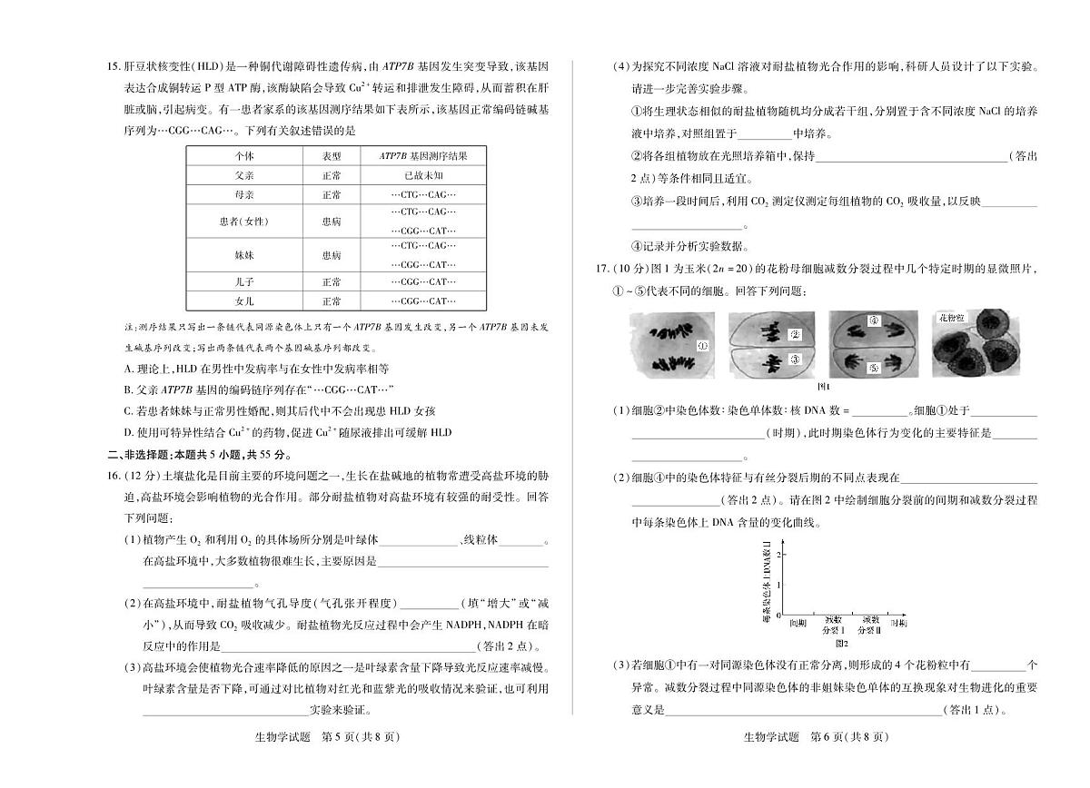 海南省部分学校2024-2025学年高一下学期学业水平诊断(二)生物试卷(PDF版附解析)第3页