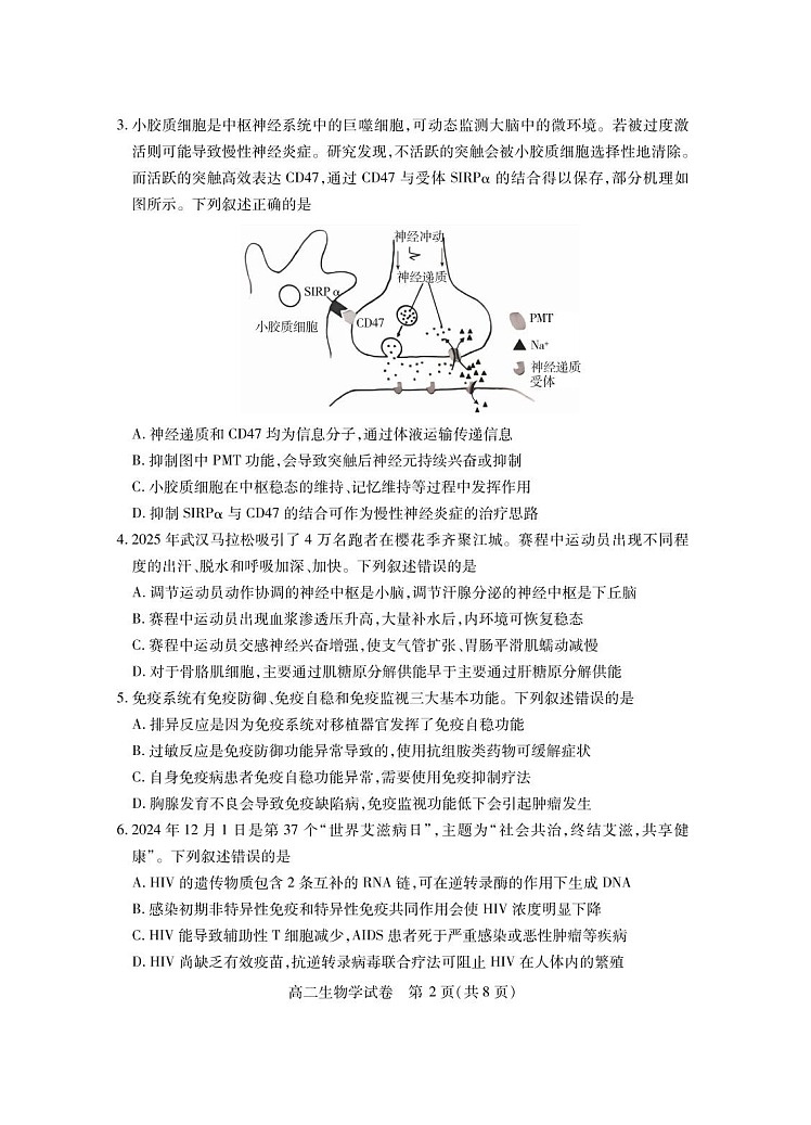 湖北省仙桃市2024-2025学年高二下学期期末考试 生物试卷第2页