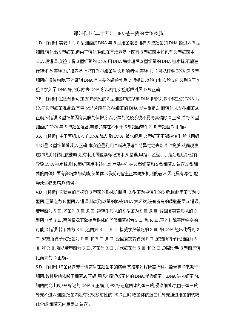 27 课时作业(二十五) DNA是主要的遗传物质 【答案】【作业手册】第1页