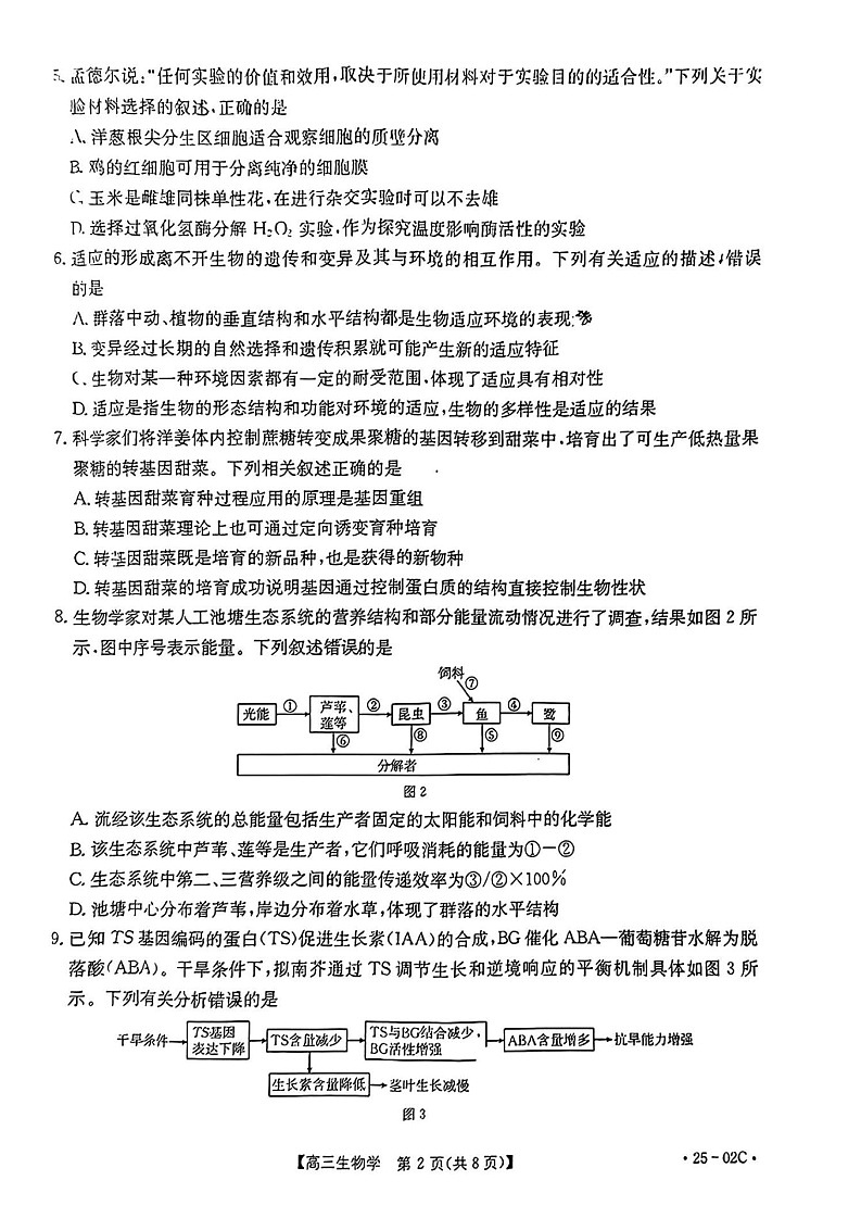 2025届广东省金太阳高三上学期8月联考-生物试题(含答案)第2页