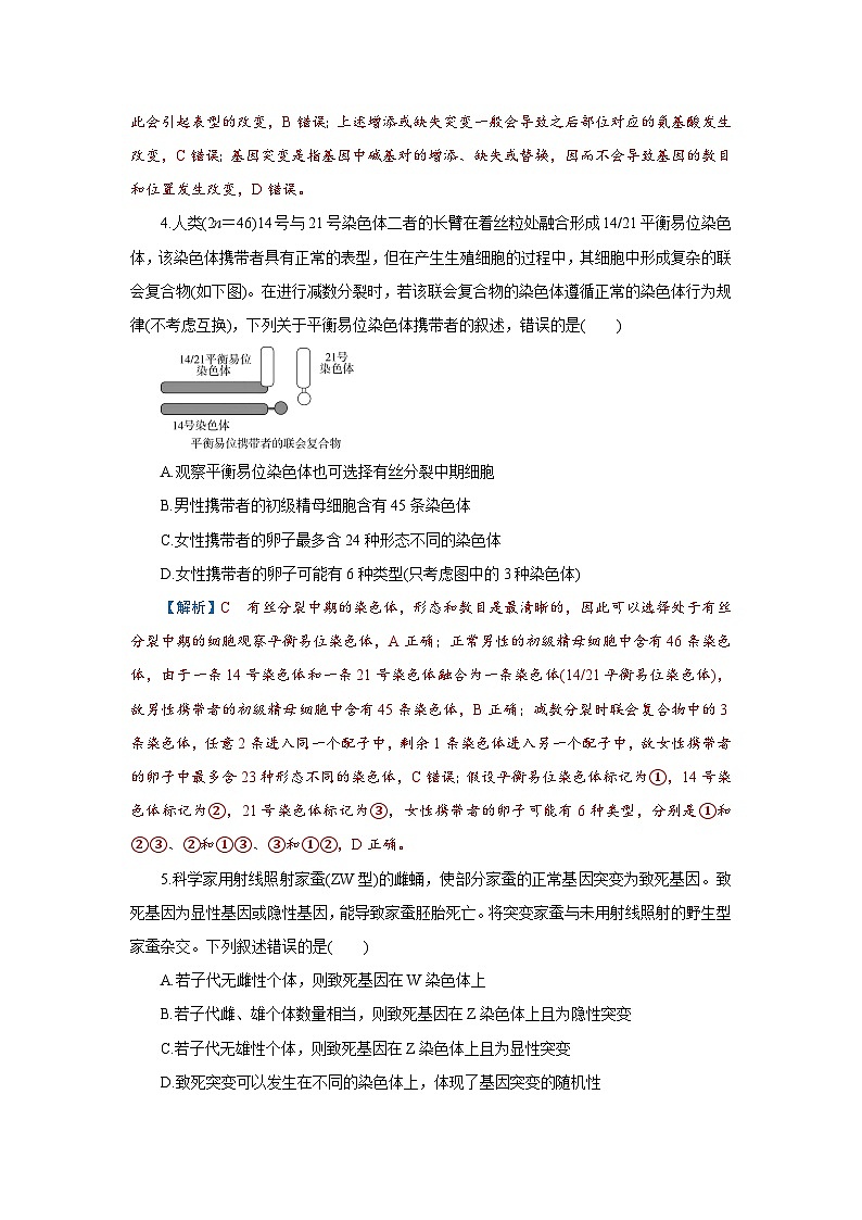 2026届高考生物学一轮专题复习练习:专题7 第1讲 基因突变、基因重组和染色体变异 习题及答案解析第2页