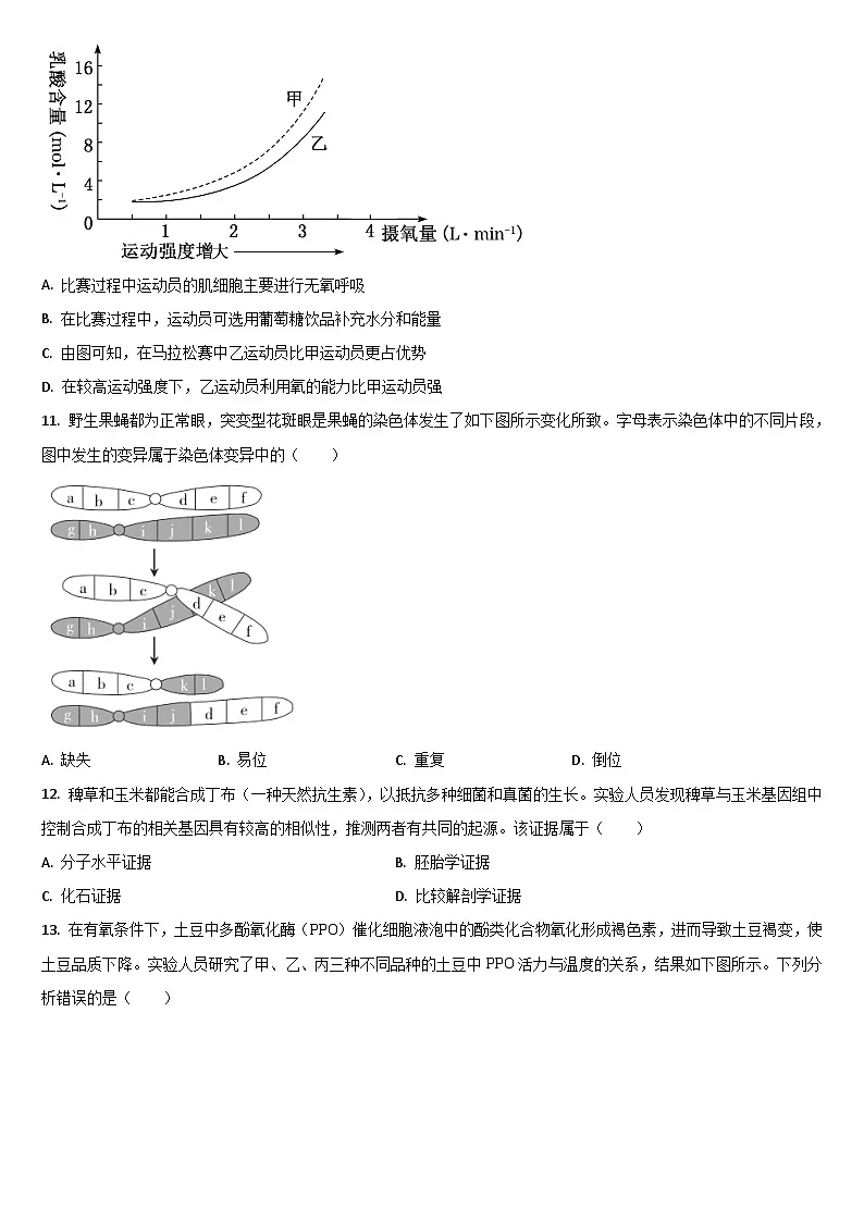 吉林省通化市梅河口市第五中学2024-2025学年高一下学期7月期末生物试题(含答案)第3页