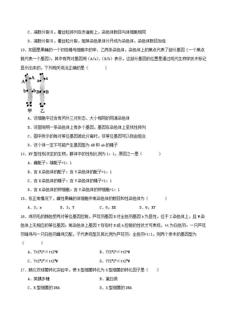 天津市部分区2024_2025学年高一生物下学期期中练习第3页