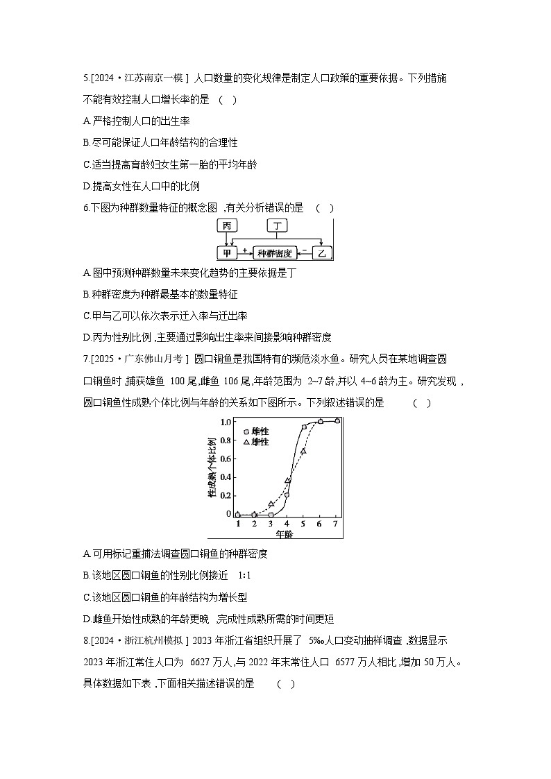 45 课时作业(四十一) 种群的数量特征 【正文】【作业手册】第2页