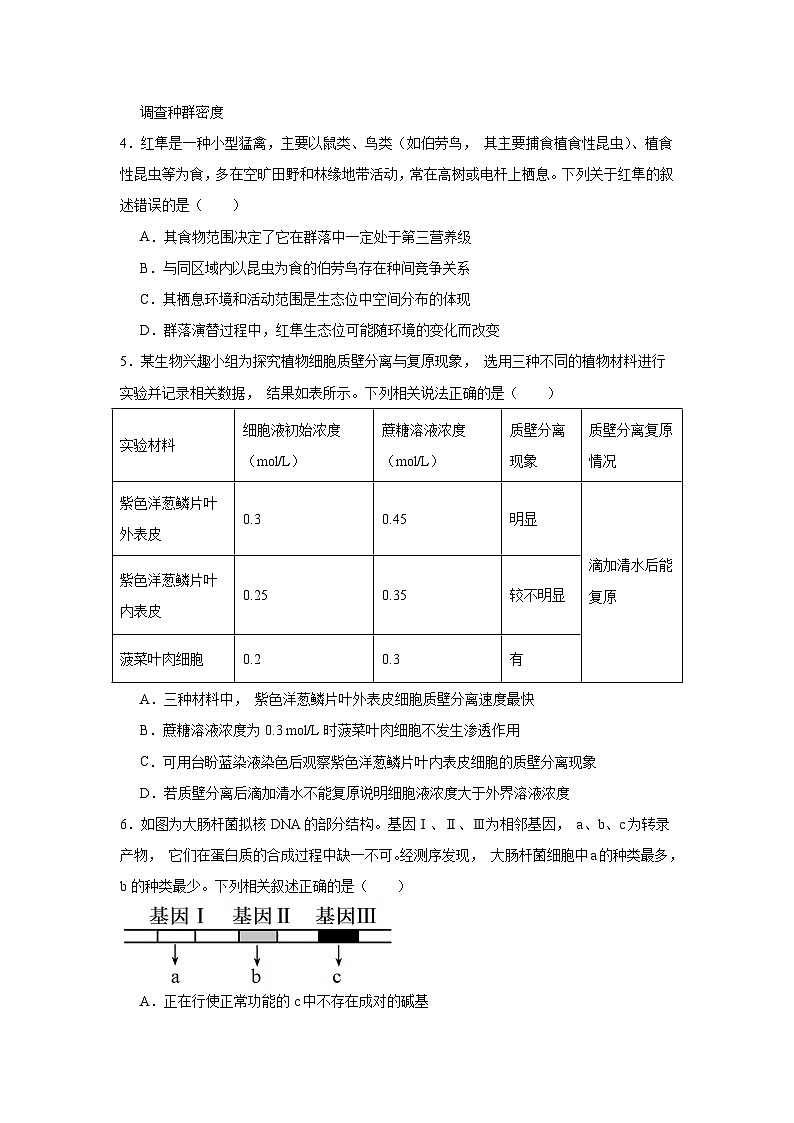 2025届江苏省徐州市高三下学期第一次模拟考试生物试卷(附答案解析)第2页