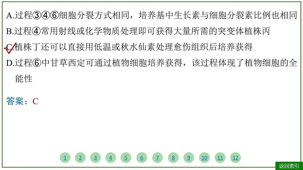 2026届高考生物学一轮复习习题课件及答案解析:专题10 第3讲 植物细胞工程第5页