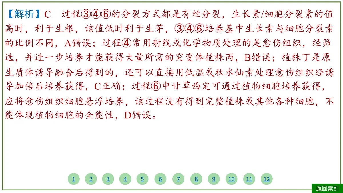 2026届高考生物学一轮复习习题课件及答案解析:专题10 第3讲 植物细胞工程第6页