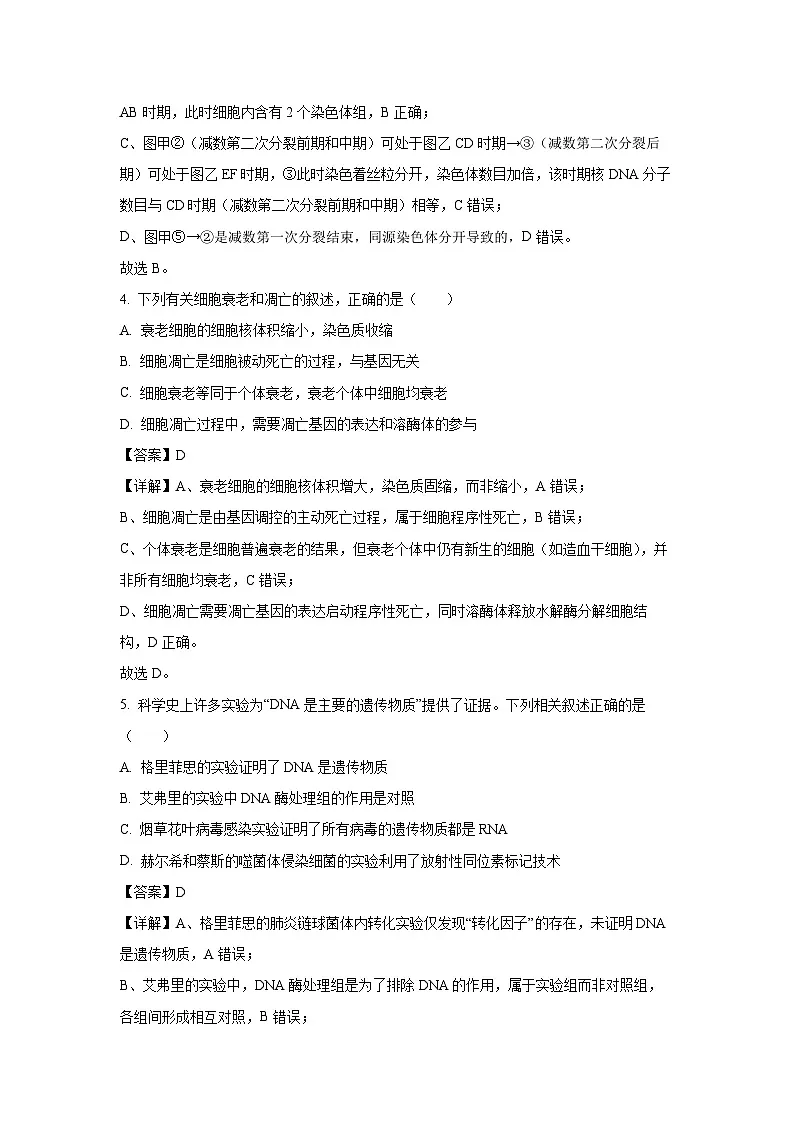 安徽省马鞍山市2024~2025学年高一下学期期末质量检测生物试题(解析版)第3页