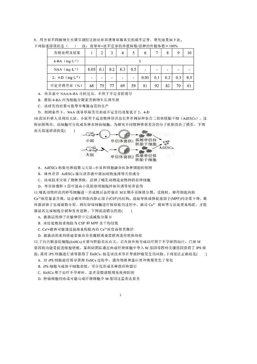 2024~2025学年山东省日照市实验高级中学高二下(一)阶段测试生物试卷(含答案)第3页