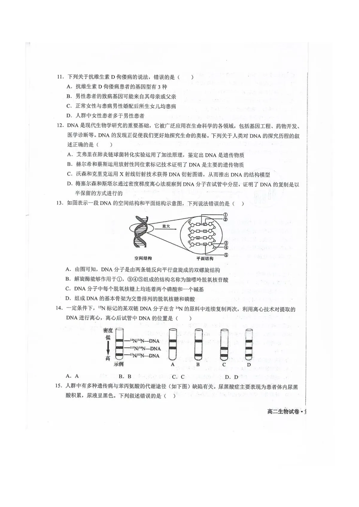 甘肃省武威第六中学2025-2026学年高二上学期开学考试生物试卷第3页