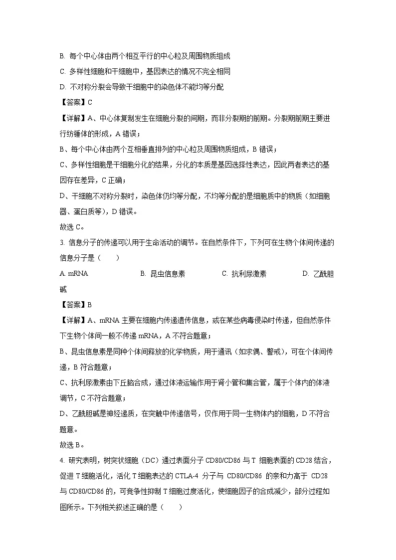 湖南省怀化市2025-2026学年高三上学期入学考试生物试卷(解析版)第2页