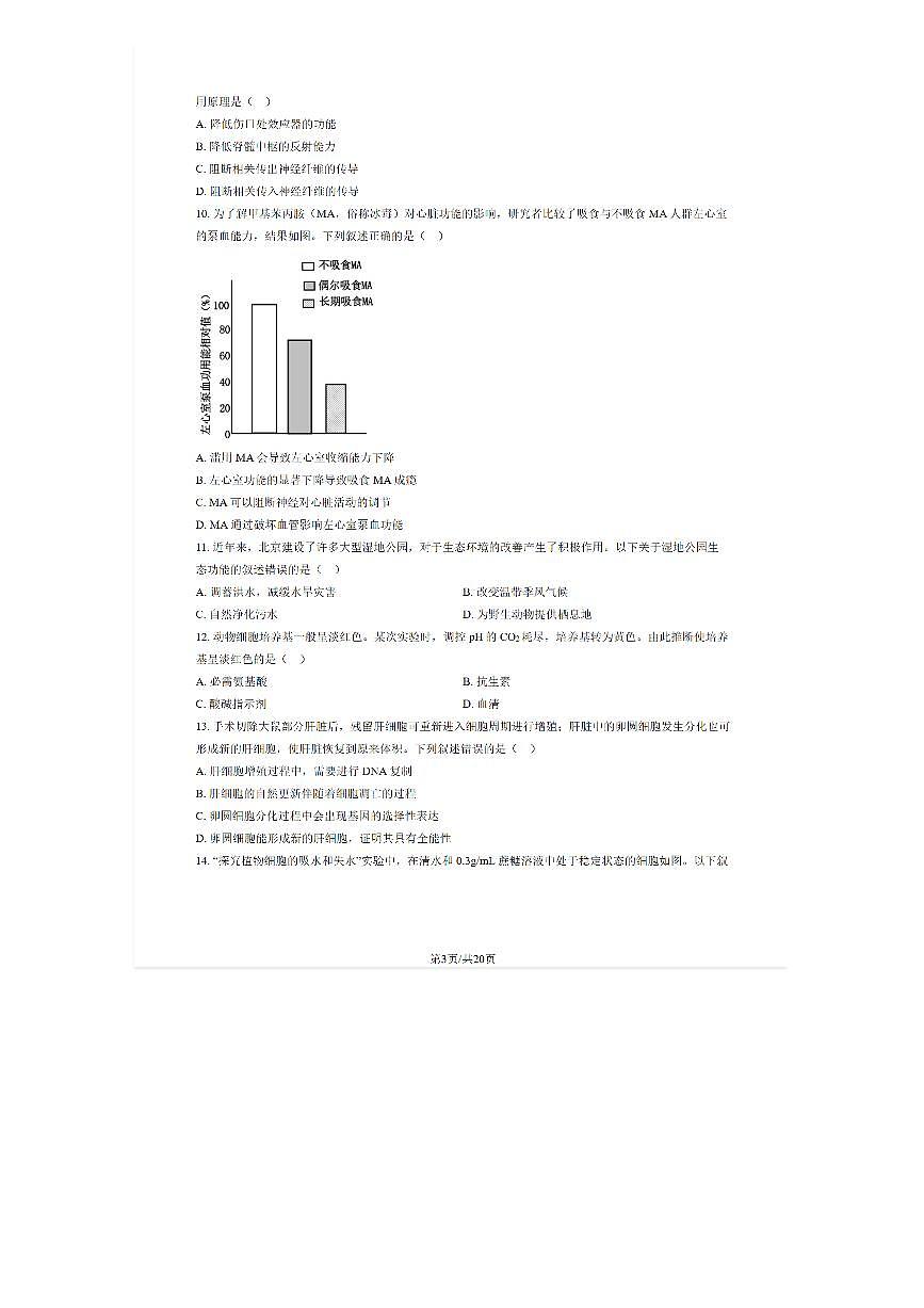 2025-2026学年平谷中学高三(上)开学考生物试题及答案第3页