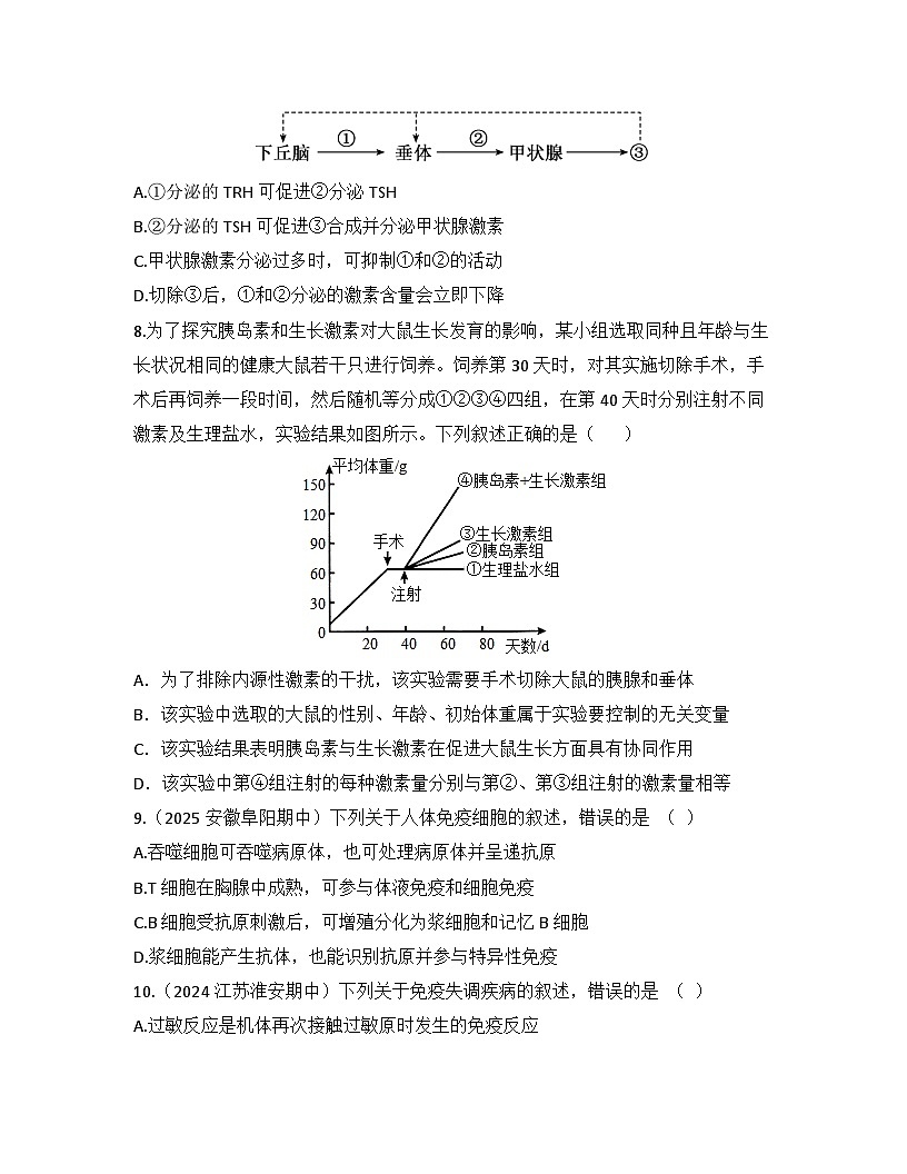 高中生物人教版(2019)选择性必修1 稳态与调节全册检测试卷(及答案)第3页