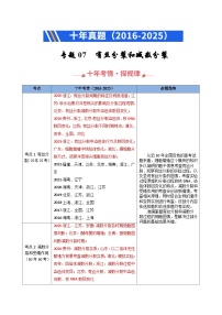 专题07 有丝分裂和减数分裂（全国通用）-十年（2016-2025）高考生物真题分类汇编（含答案）