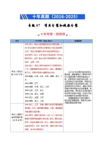 专题07 有丝分裂和减数分裂(全国通用)-十年(2016-2025)高考生物真题分类汇编(含答案)