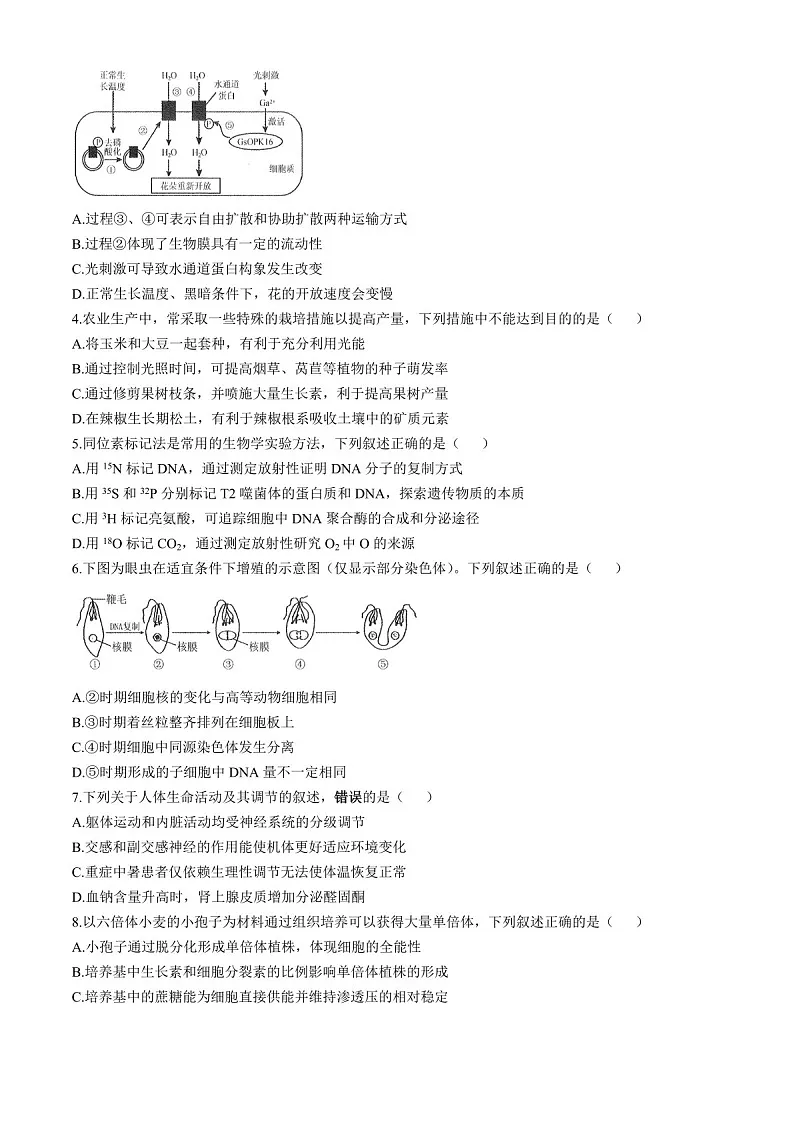 2025届南通海门中学高三上学期第一次调研考试-生物试题(含答案)第2页