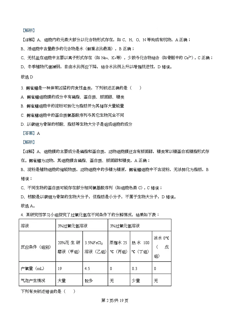 湖南省湖湘名校联盟2025-2026学年高二上学期入学考试生物试题 Word版含解析第2页
