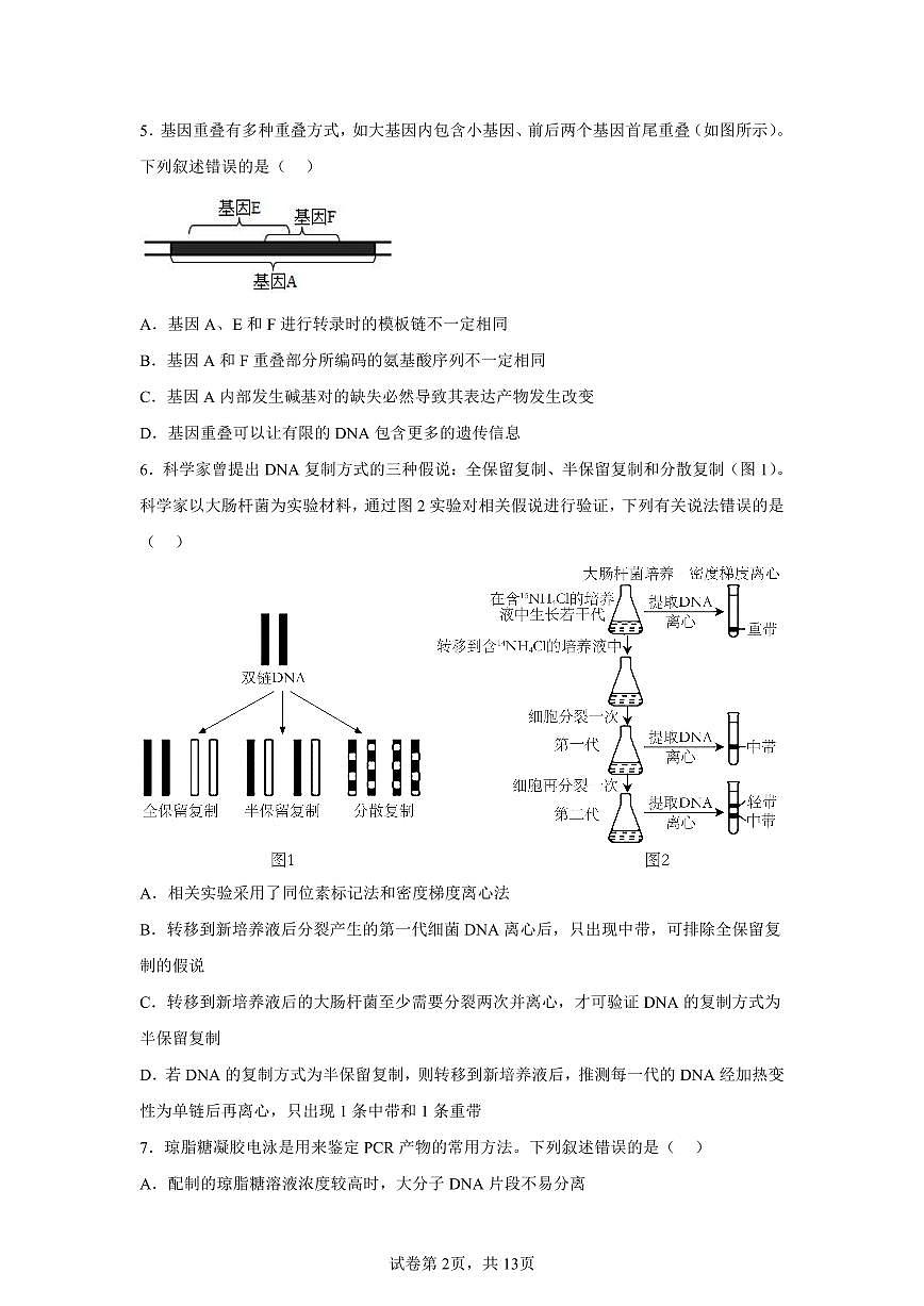 苏苏省南通市如皋市2026届高三上学期8月开学考-生物试题+答案第2页