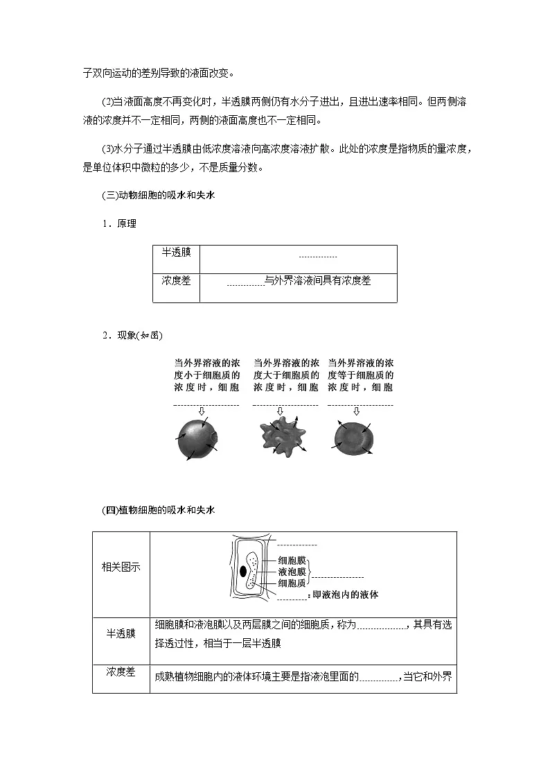 第4章 第1节 被动运输 学案高中生物学人教版(2019)必修1 分子与细胞第3页