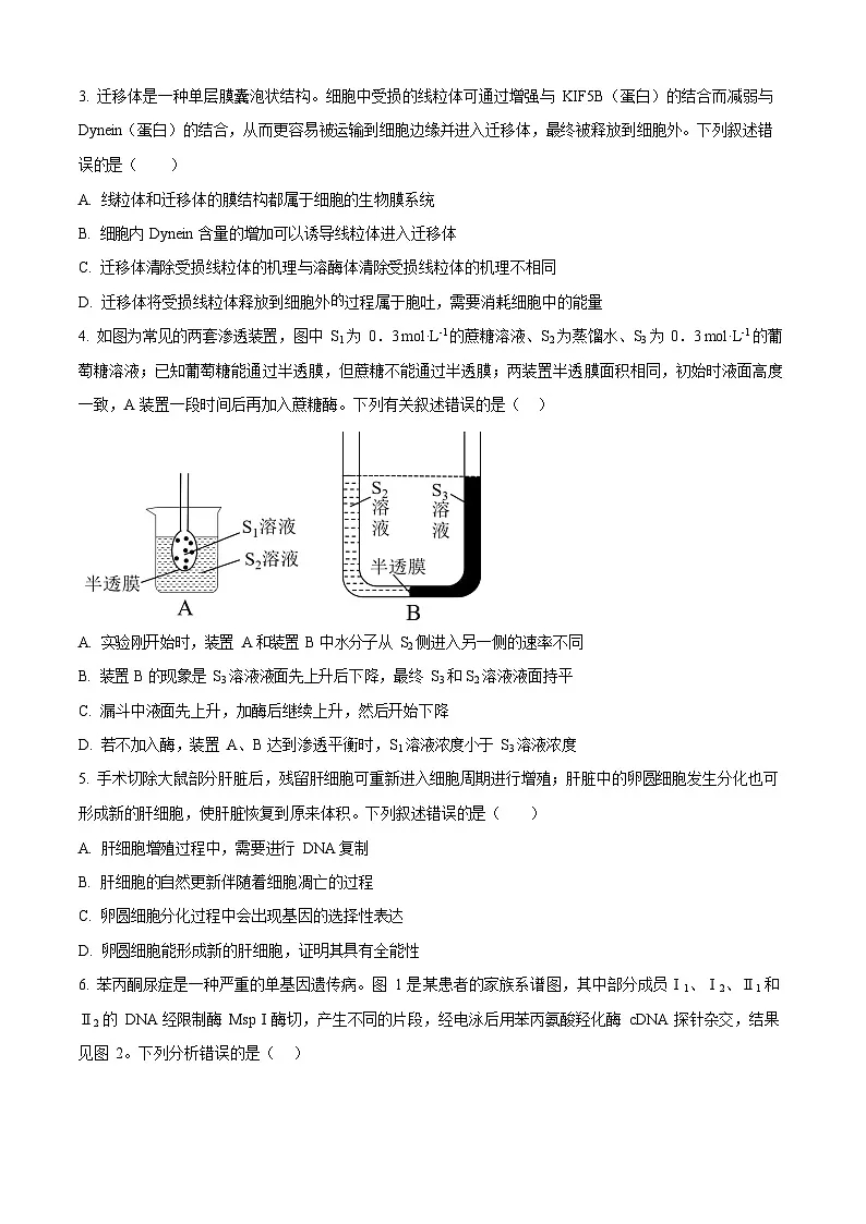 湖南省岳阳市颐华高级中学2025-2026学年高二上学期入学考试生物试卷第2页