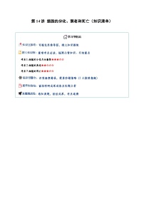 2026年高考生物一轮复习知识讲练(全国通用)第14讲细胞的分化、衰老和死亡(知识清单)(原卷版+解析)