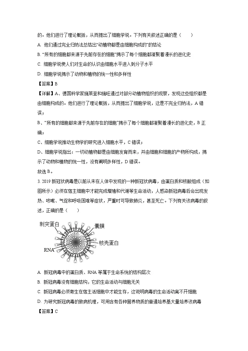 福建省三明市两校协作2024—2025学年高一上学期第一次联考生物试卷(解析版)第2页