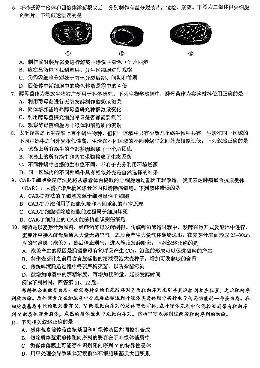 2025届江浙皖高中(县中)发展共同体高三10月联考生物试卷第2页