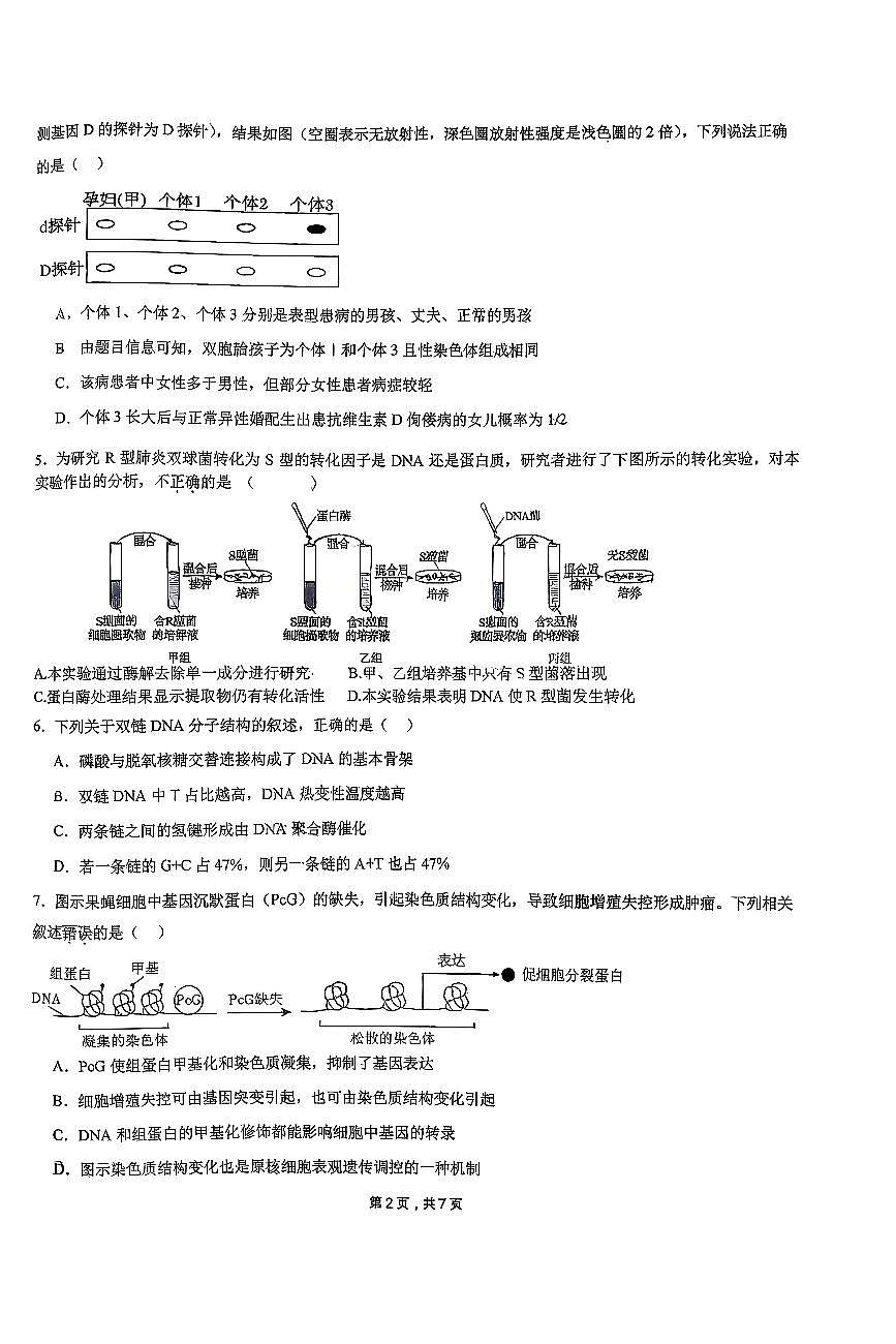 2025北京人大附中高三(上)练习一生物试卷 有答案第2页