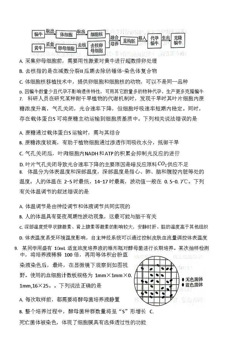 湖北省恩施州2026届高三上学期9月第一次月考考试 生物试卷第3页