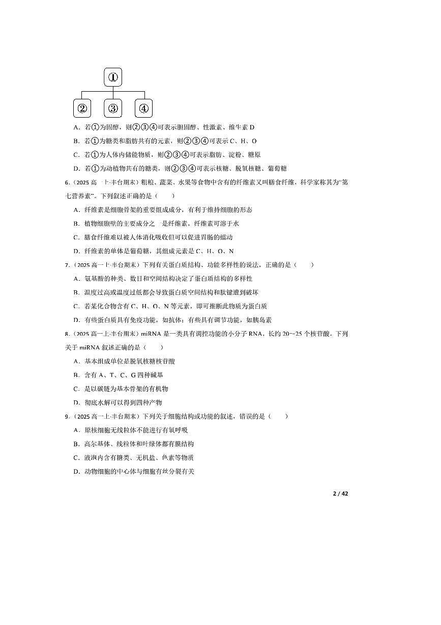 2024~2025学年北京市丰台区高一上期末生物试卷第2页