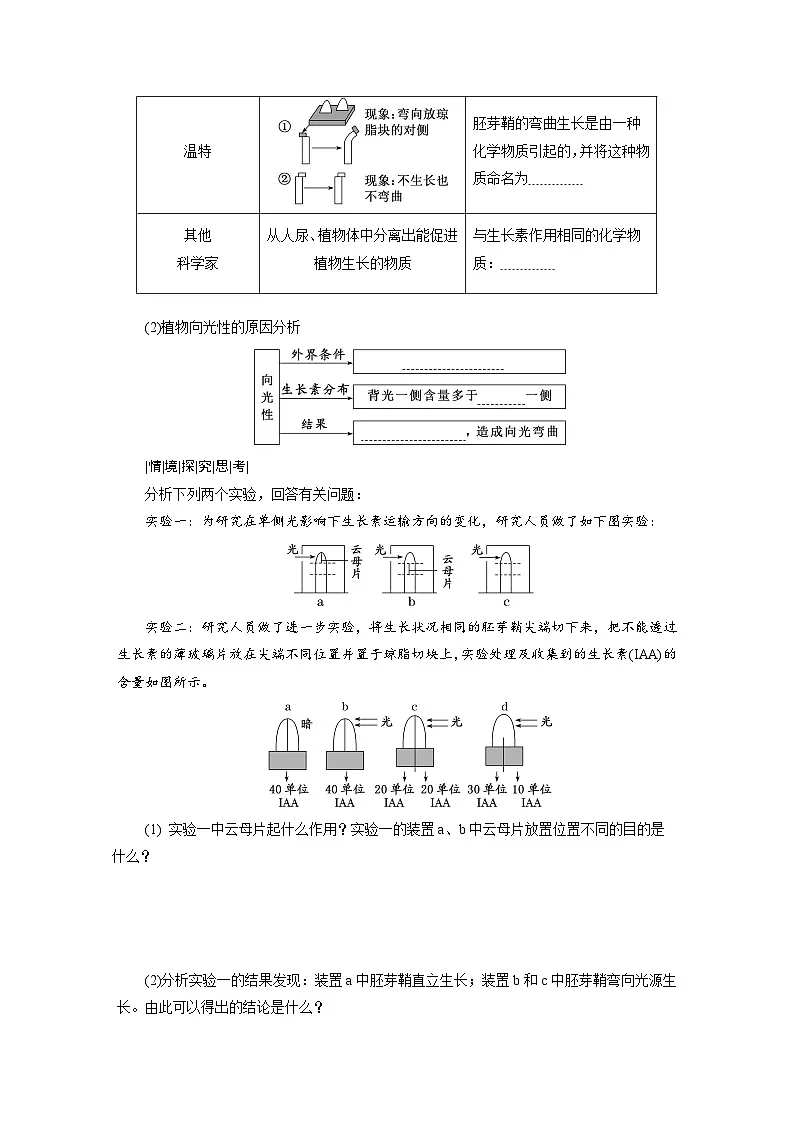 高二生物人教版选择性必修一导学案第5章第1节植物生长素(Word版附解析)第3页