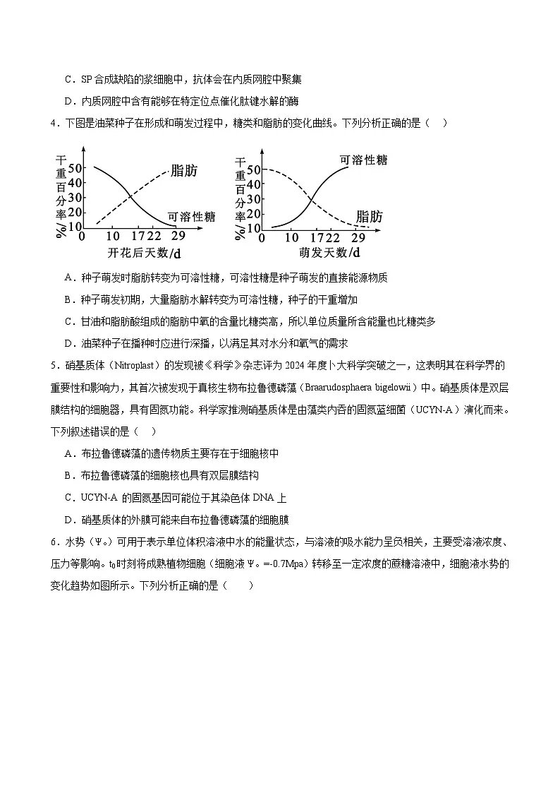 四川省绵阳南山中学2026届高三上学期9月第二次教学质量检测生物试卷(Word版附答案)第2页