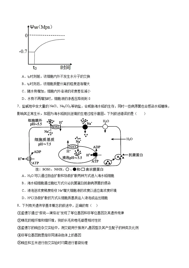 四川省绵阳南山中学2026届高三上学期9月第二次教学质量检测生物试卷(Word版附答案)第3页
