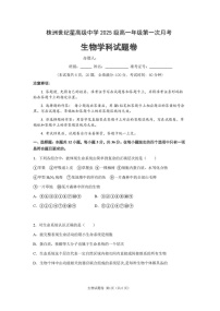 湖南省株洲世纪星高级中学2025-2026学年高一上学期第一次月考生物试卷