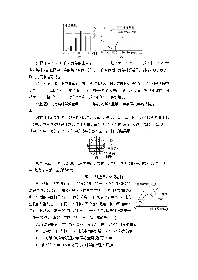 高二生物(人教版)试题选择性必修二课时跟踪检测(二)种群数量的变化(Word版附解析)第3页