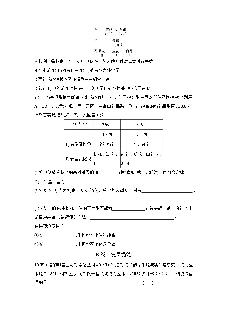 高一生物(人教版)试题必修二课时跟踪检测(四)自由组合定律的应用及解题方法(Word版附解析)第3页