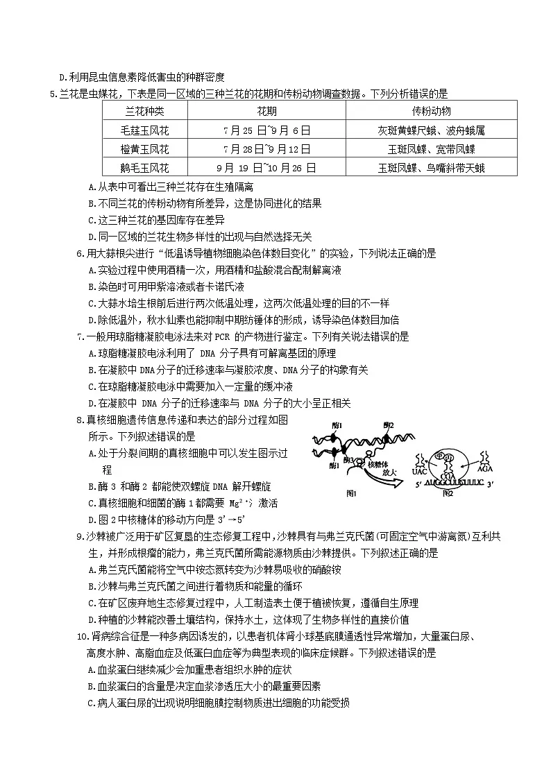 2026承德五校高三上学期10月月考试题生物含解析第2页