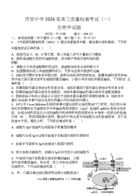 陕西省西安中学2026届高三上学期10月质量检测考试（一）生物试题（含答案）