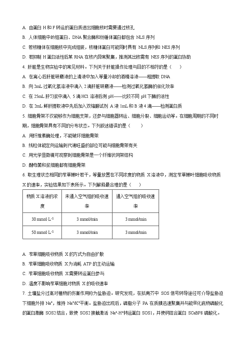 山东省实验中学2025-2026学年高三上学期10月第一次月考生物试卷第2页