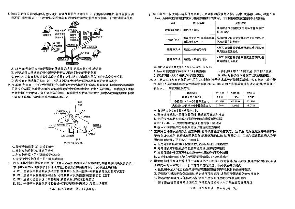 云南民族大学附属高级中学2026届高三联考卷(二)生物第2页